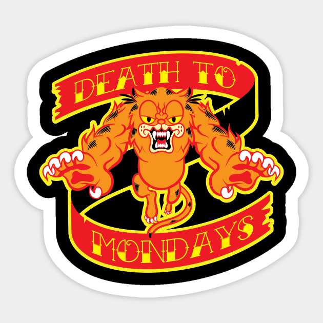 Death To Mondays (clean version, yellow outline) Sticker by toadyco